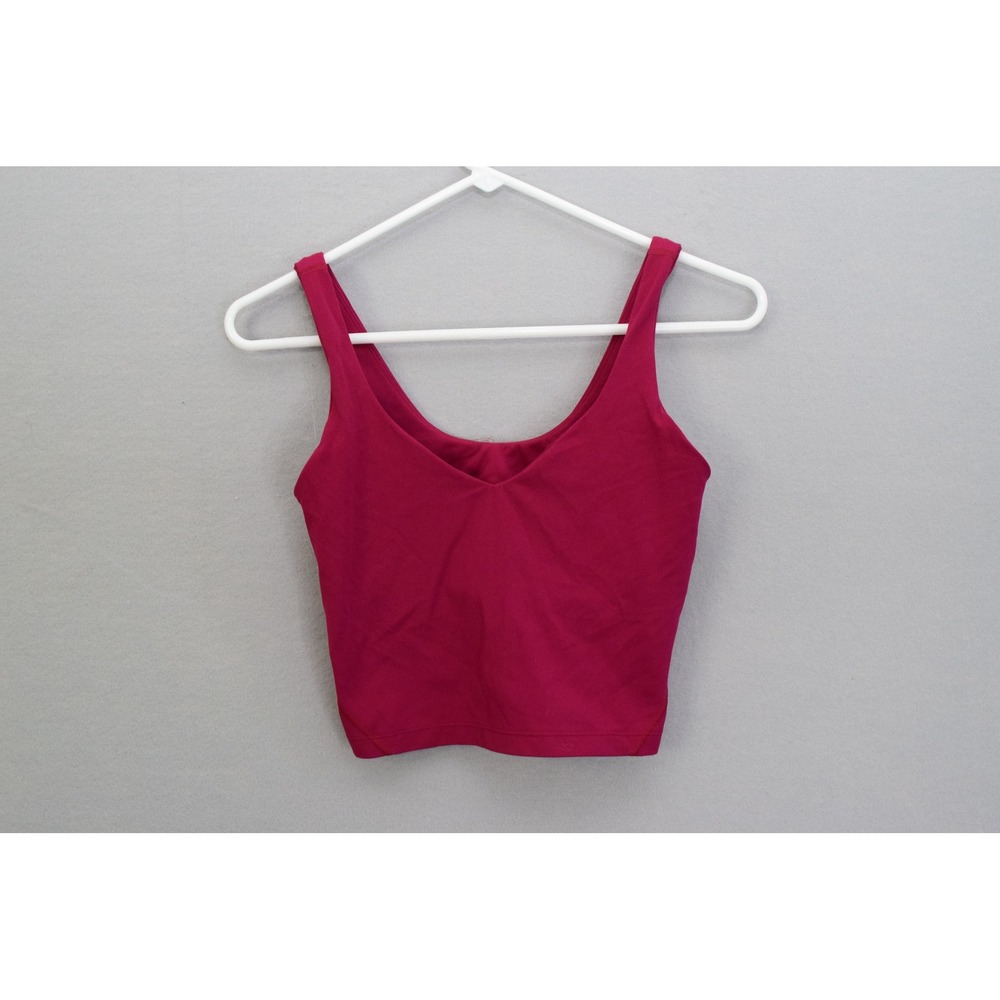 Lululemon Align Tank Top 4 Nulu Cropped V-Neck Women Yoga Gym Pomegranate
